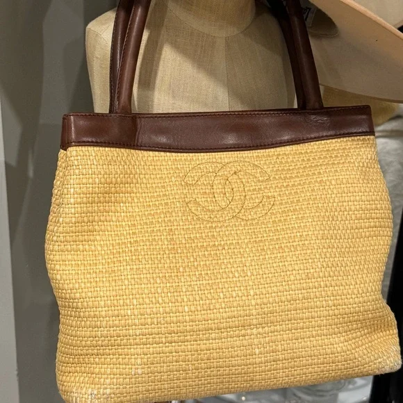 Chanel Tan and Brown Woven Tote - Picture 1 of 2
